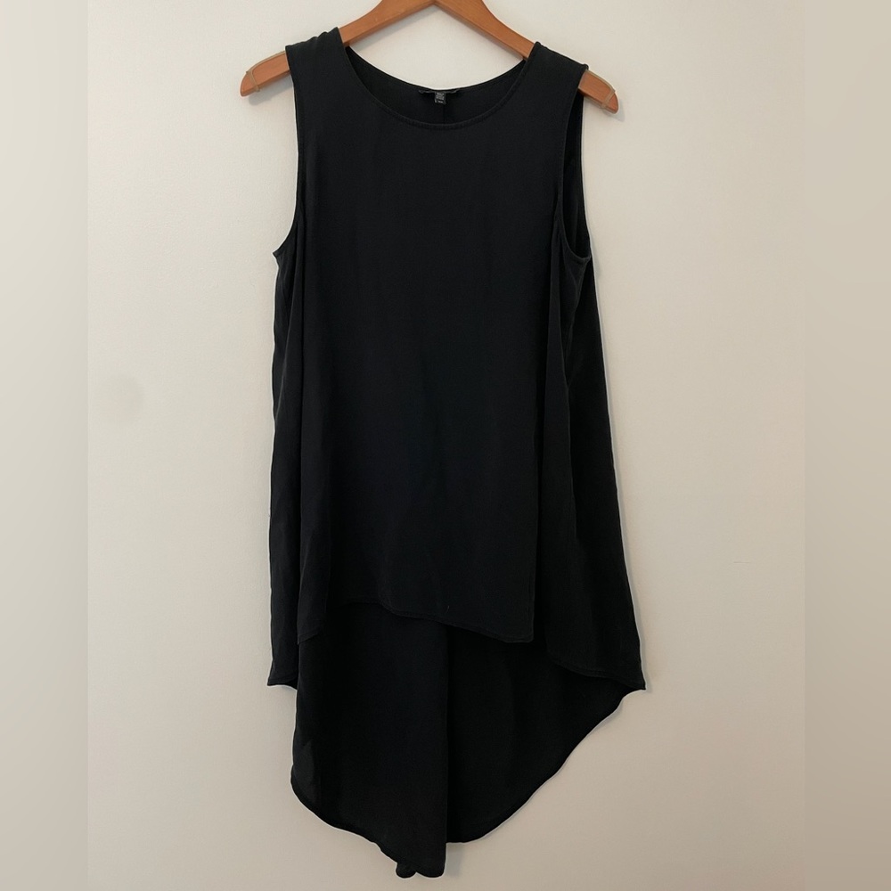 Eileen Fisher 100% Silk Tunic Tank, Black, Size S